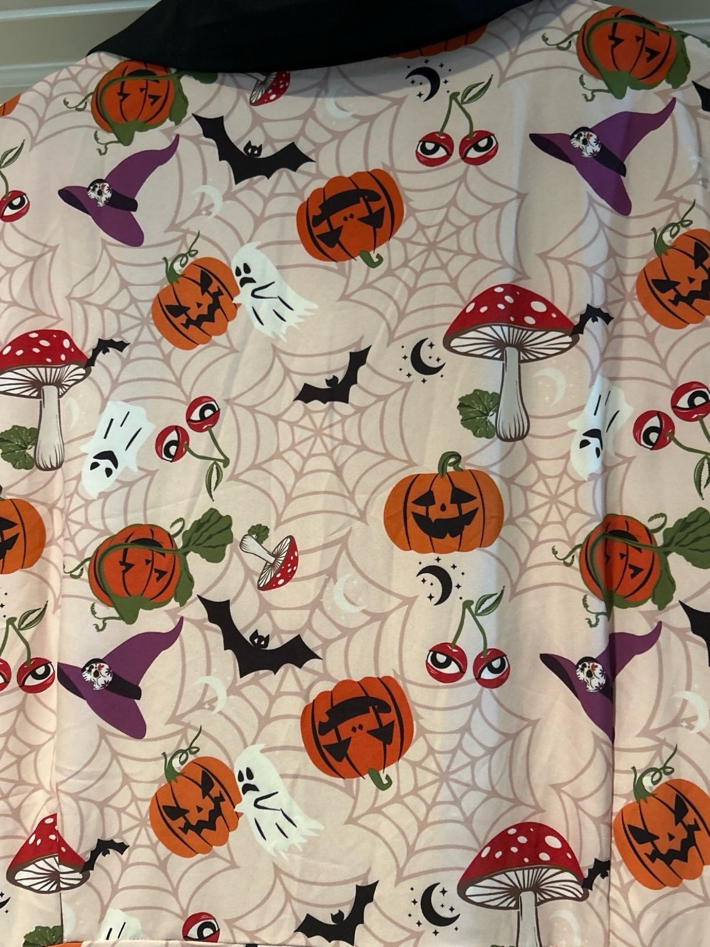 Unique Vintage Halloween Pumpkin Print Dress with Black Collar - Picture 4 of 9